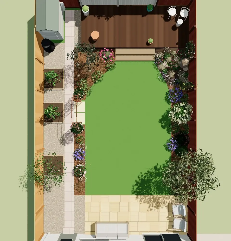 A garden seen from above, before new planting
